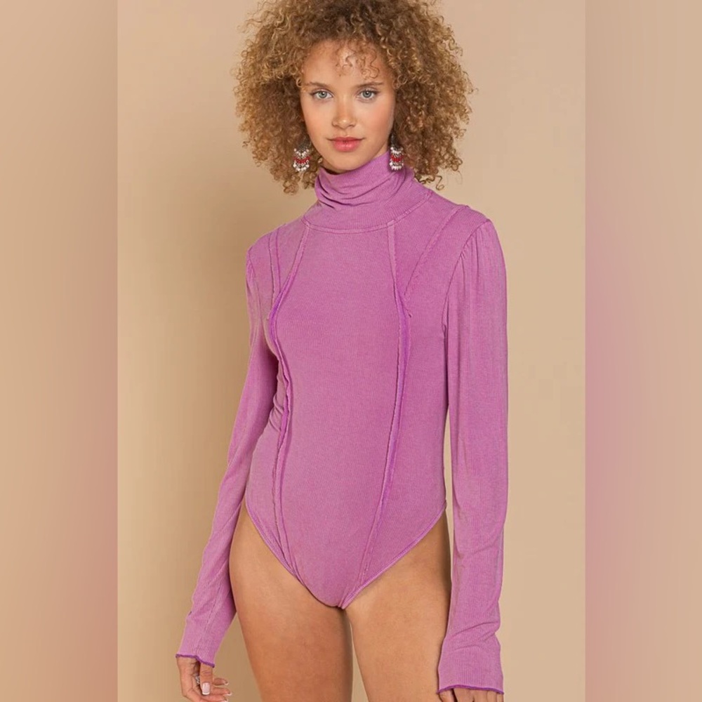 POL Lavender Ribbed Bodysuit